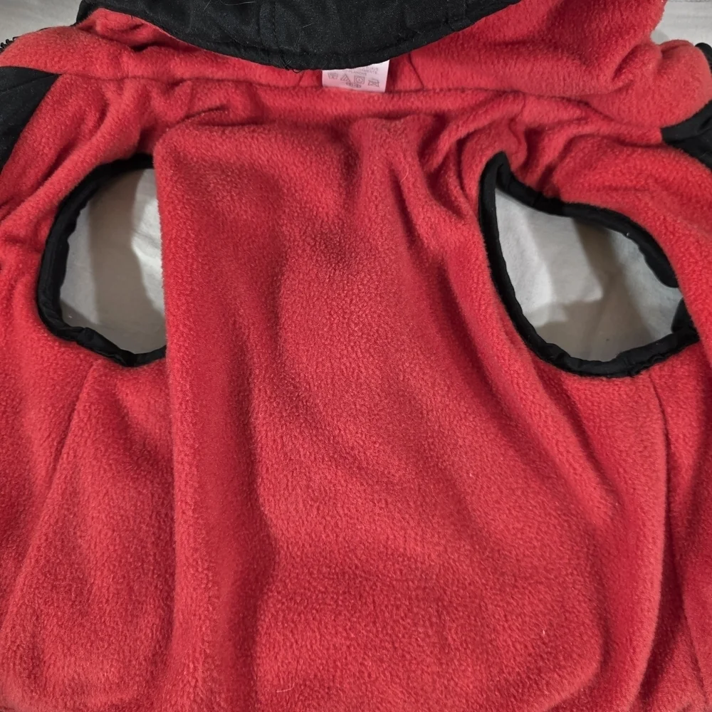 Disney Mickey Mouse Toddler Hooded Puffer Vest 3T Black Red Fleece Lined
